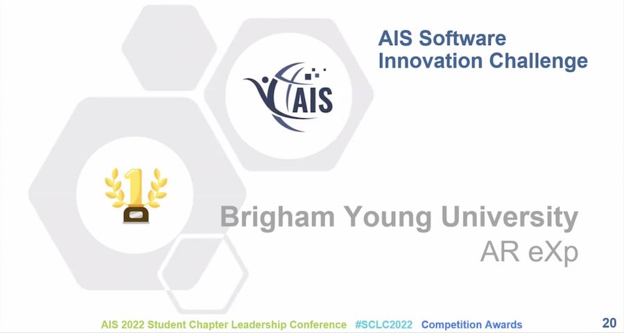 My AR Solutions for museum won first place in the AIS Software Innovation Challenge.