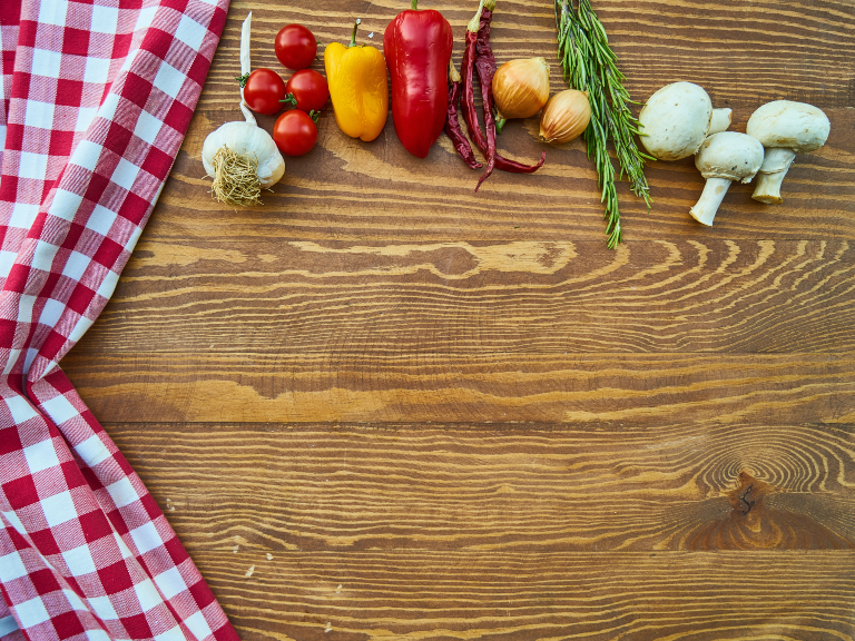 Nice layout of food on a cutting board.